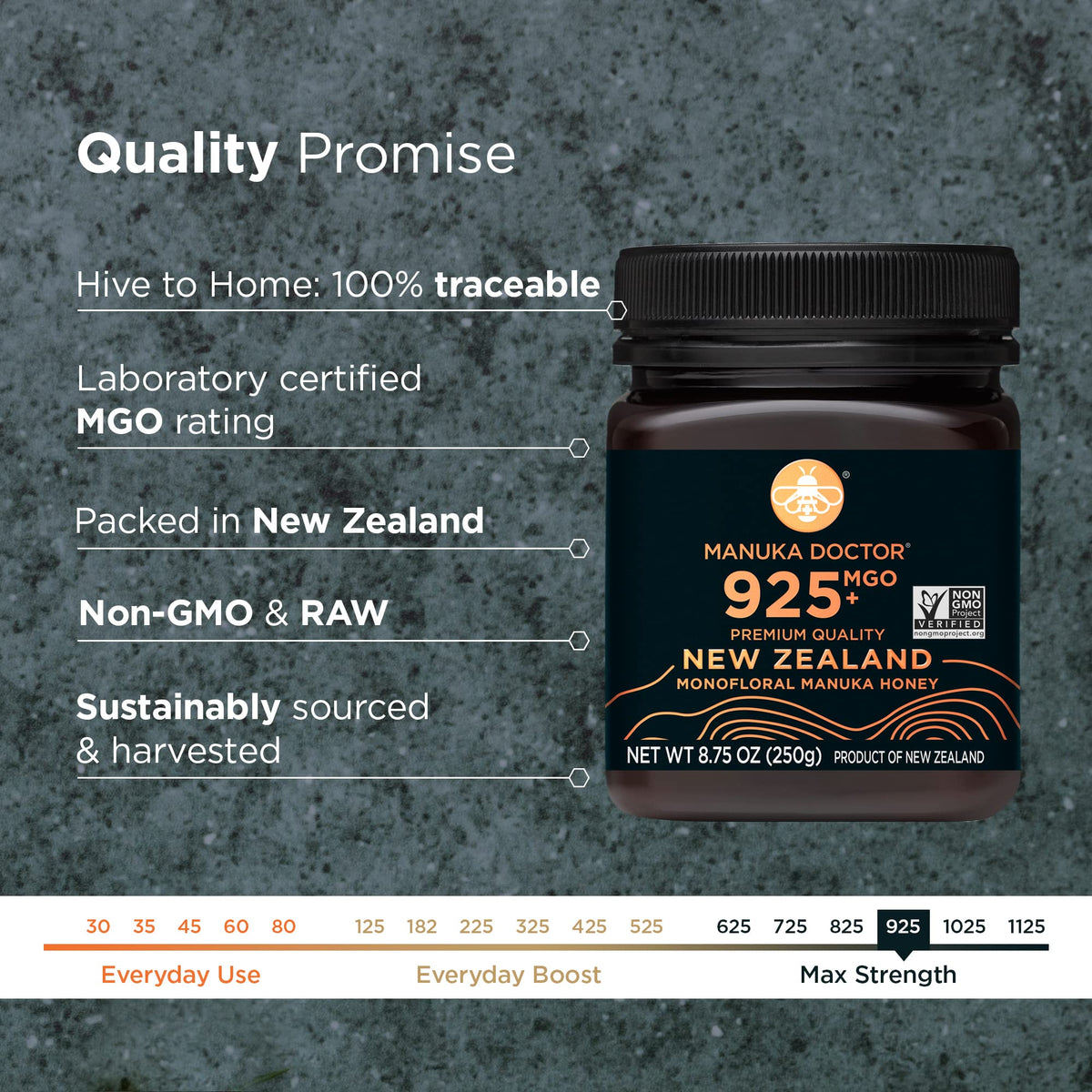 Manuka Doctor honey jar being poured, suggesting easy use in tea or yogurt.