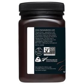 Jar packaging and seal of Manuka Doctor honey.