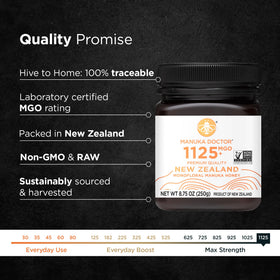 Manuka Doctor raw New Zealand honey bottle highlights creamy texture for daily use.