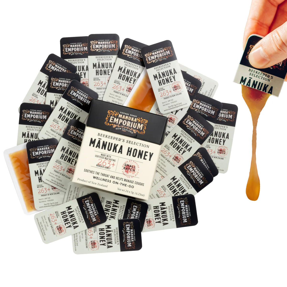 Manuka Emporium raw Manuka honey packets MGO 263+ 24-pack for travel and daily use