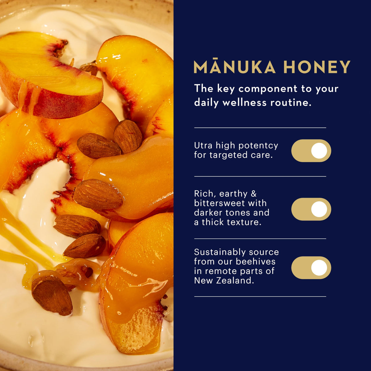 Pouring Manuka Health honey over toast for a natural breakfast boost