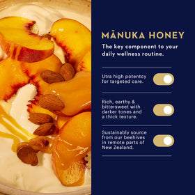 Pouring Manuka Health honey over toast for a natural breakfast boost