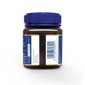 Manuka Health product label shows New Zealand origin and traceable quality credentials.