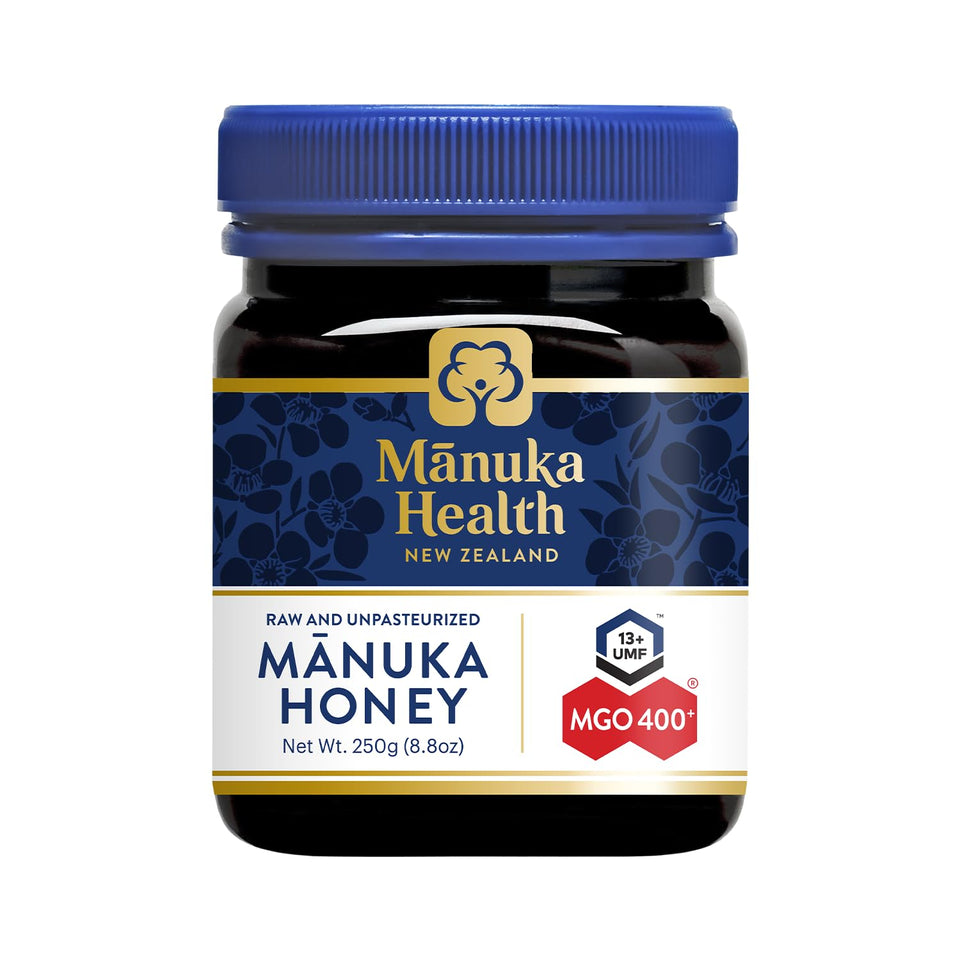 Manuka Health UMF 13+ honey jar highlighting authentic New Zealand origin for daily enjoyment