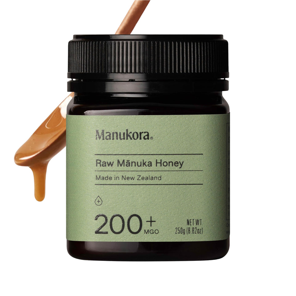 Manukora raw Manuka honey in a jar, savor the creamy texture for daily ritual.