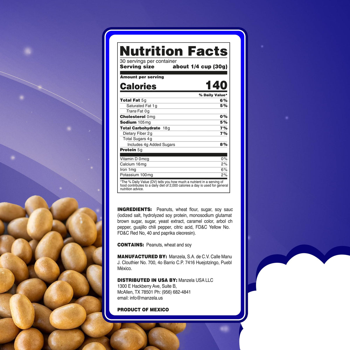 Manzela Japanese Style Coating Peanuts perfect for lunchboxes and parties.