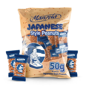 Manzela Japanese-Style Peanuts bag packaging showing convenient single-serve packs for on-the-go snacking.