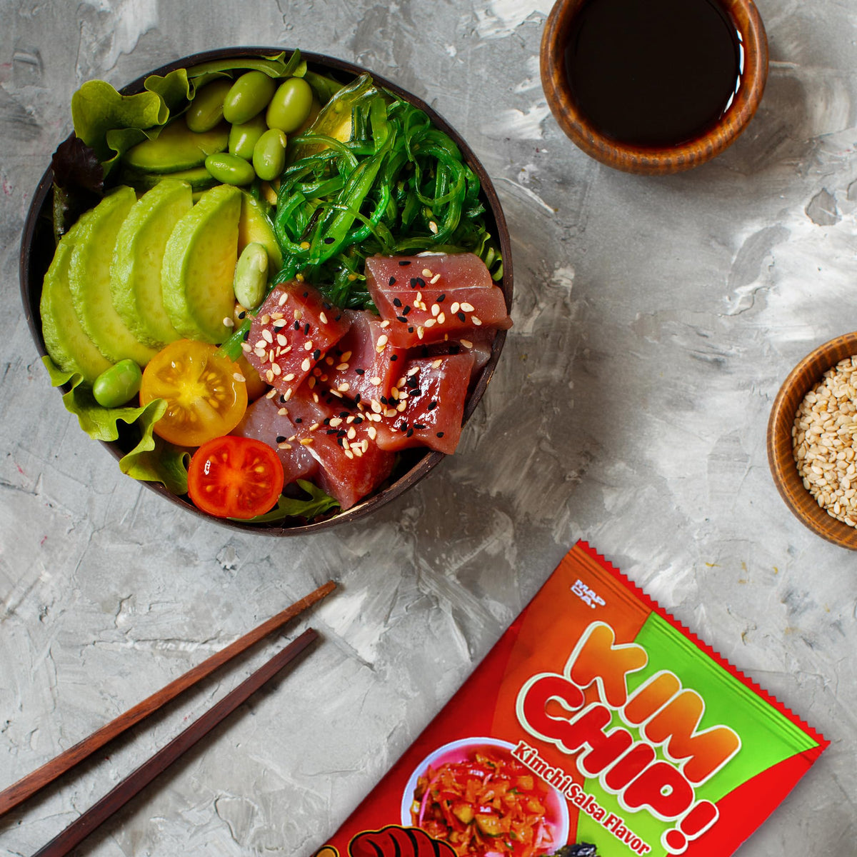 MAPDA KIMCHIP seaweed snack close-up showcasing crisp texture
