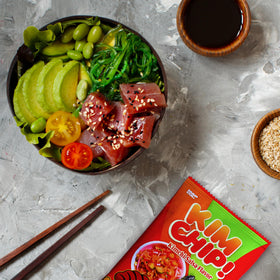 MAPDA KIMCHIP seaweed snack close-up showcasing crisp texture
