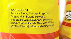 Marco Polo Shrimp Snacks Original back view emphasizes three-pack convenience.