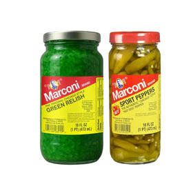 Marconi sport peppers bottle pour for easy hot dog topping