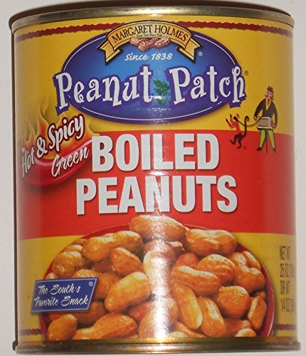Margaret Holmes Peanut Patch hot and spicy green boiled peanuts in a 4-pack, ideal for gatherings.