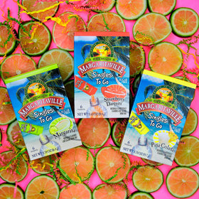 Dissolving Margaritaville Singles To Go in water for a crisp beverage