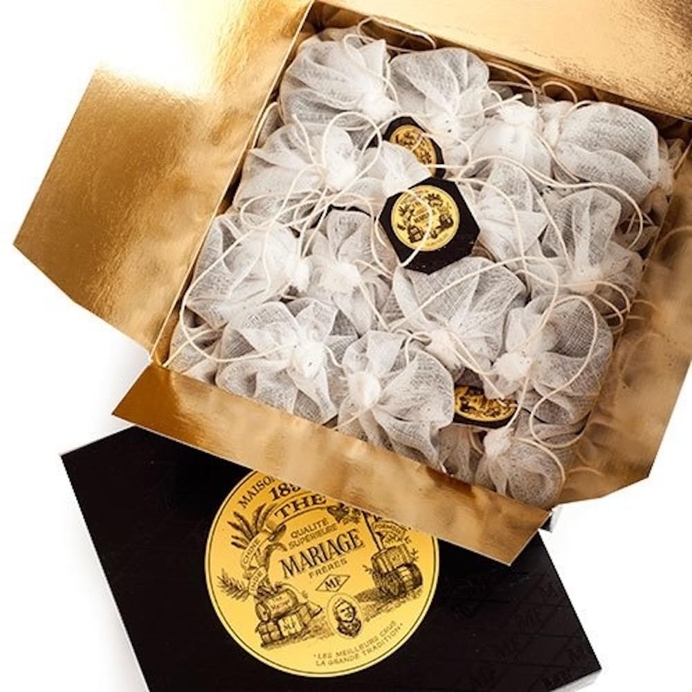 Mariage Frères Wedding Imperial teabag closeup—premium muslin bag and aroma.