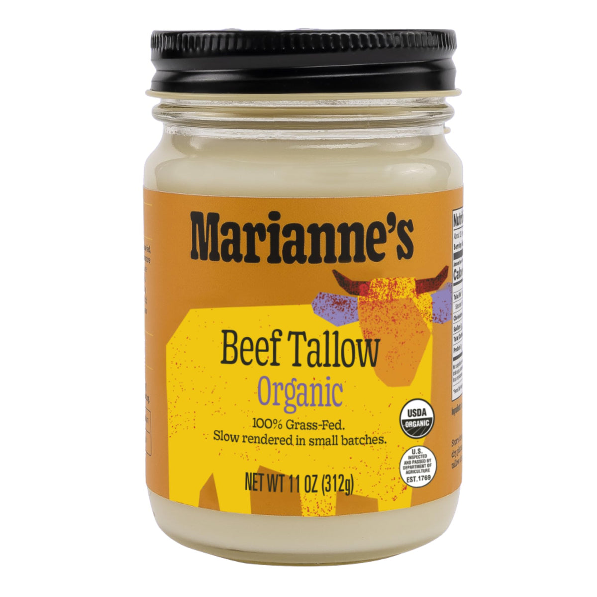 Marianne's Harvest beef tallow bottle pour for high-heat cooking and roasting.