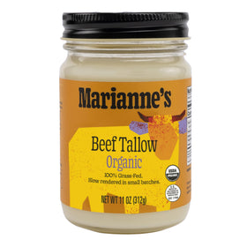 Marianne's Harvest beef tallow bottle pour for high-heat cooking and roasting.