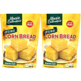 Marie Callender's Original Cornbread Mix in a bag with a bowl, quick prep.