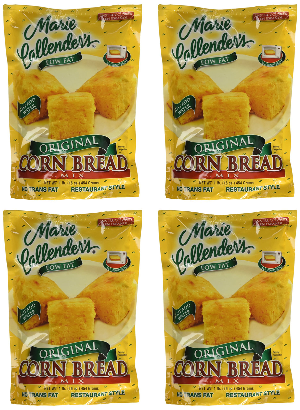 Marie Callender's original corn bread mix 4-pack, ready for easy family baking.