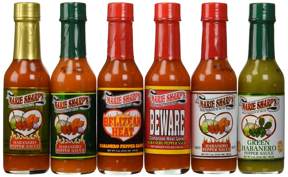 Marie Sharp hot sauce 6-pack variety set for bold flavor and versatile heat
