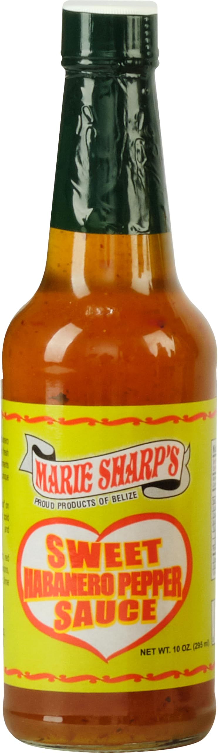Marie Sharp's Sweet Habanero sauce bottle on a wooden table for versatile flavor