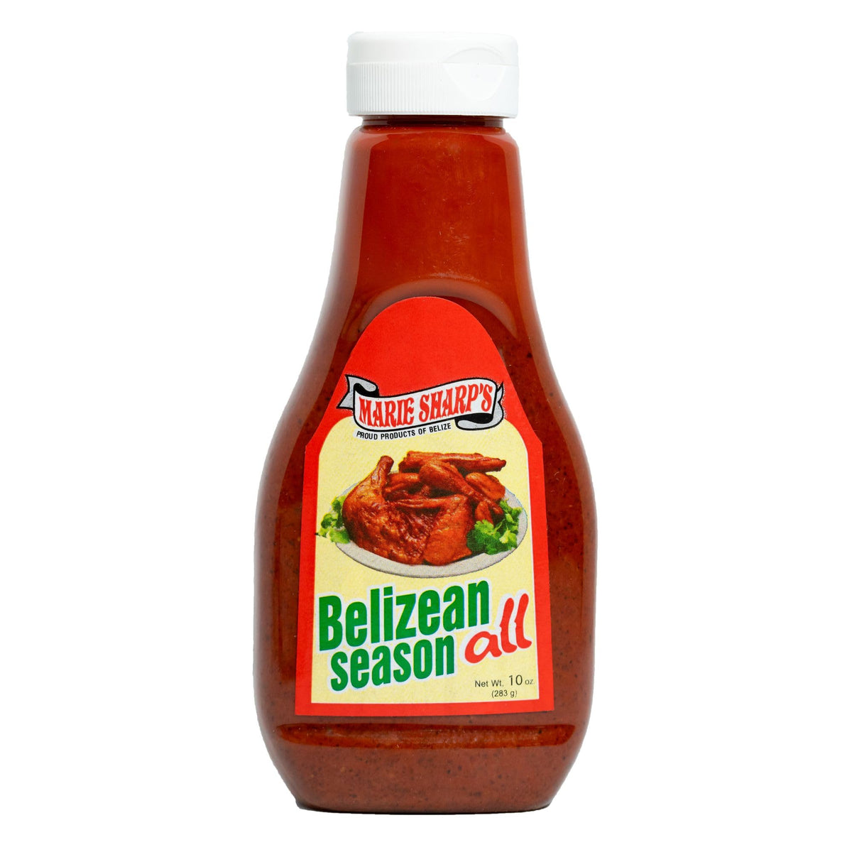 Marie Sharp's Belizean Season-All bottle close-up highlighting bold Caribbean flavor for everyday cooking