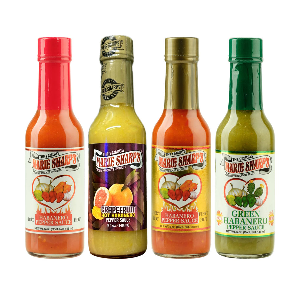 Marie Sharp's Habanero Variety Set bottles shown together for versatile cooking