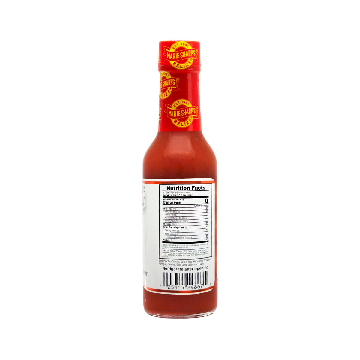 Marie Sharp's Hot Habanero pack shot with six bottles for family meals