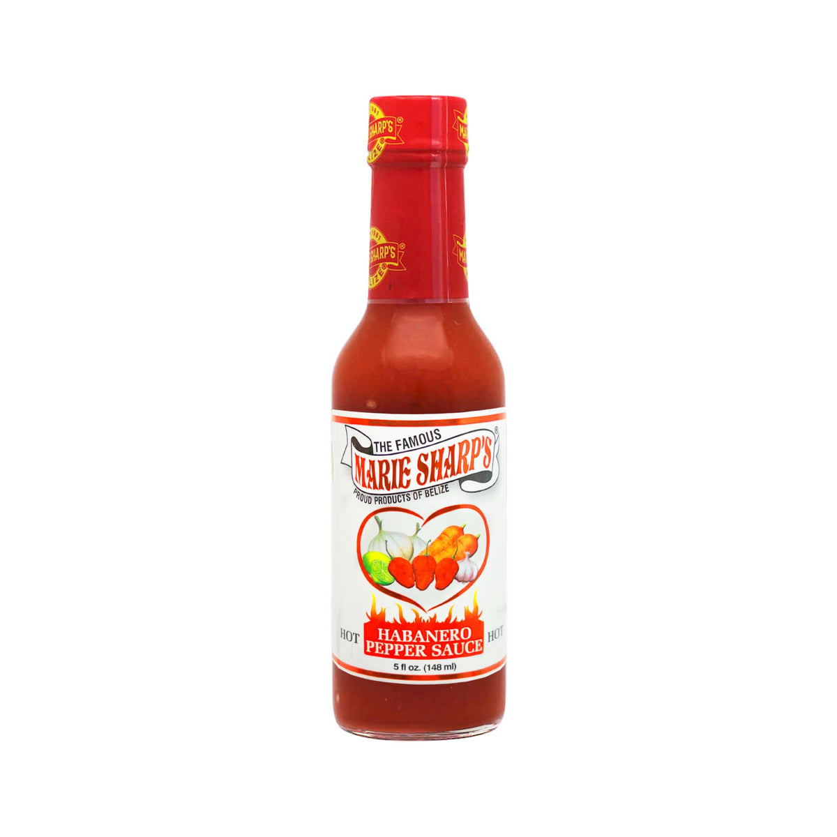 Close-up of Marie Sharp's Hot Habanero pour highlighting bold heat for grilled meat