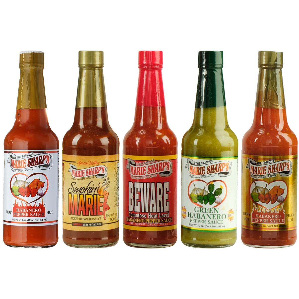 Marie Sharp's Hot Hab bottle from the variety set showcases bold heat for tacos.