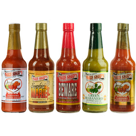 Marie Sharp's Hot Hab bottle from the variety set showcases bold heat for tacos.