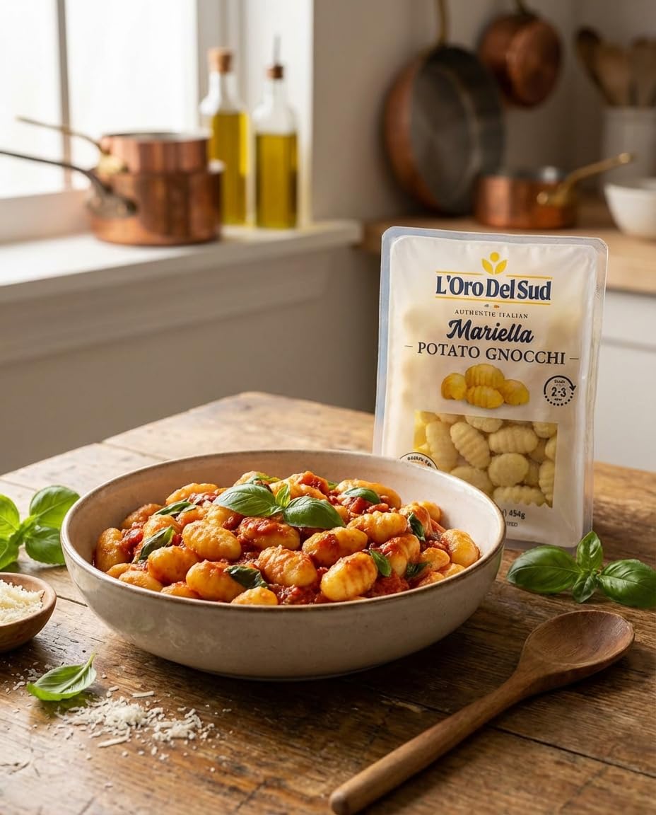 Mariella Loro Del Sud gnocchi with parmesan pairs with sauces for easy meals.