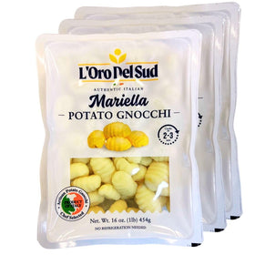 Mariella Loro Del Sud potato gnocchi pack in vacuum seal for shelf-stable storage.
