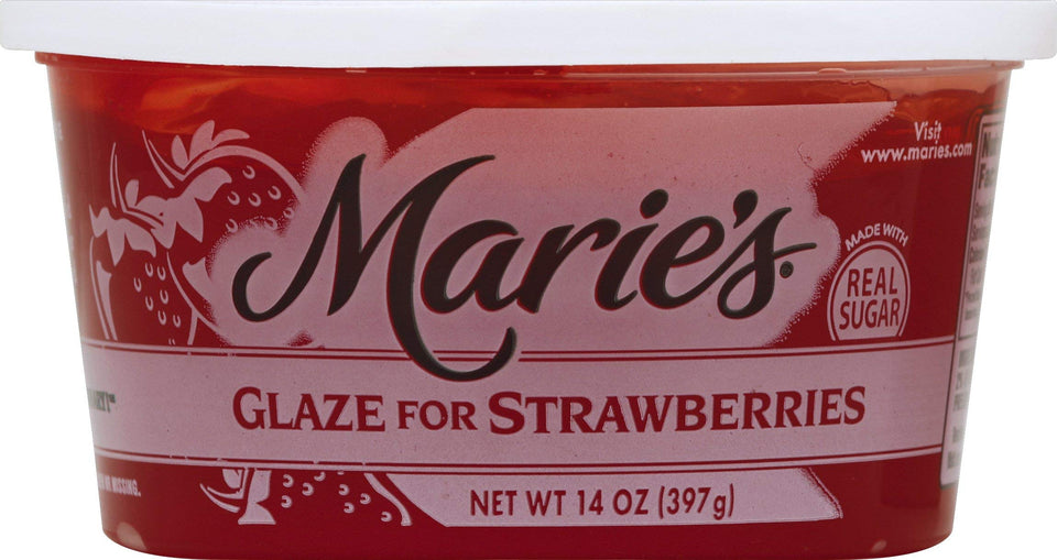 Marie's Pie Glaze Strawberry bottle pour for a glossy finish on pies