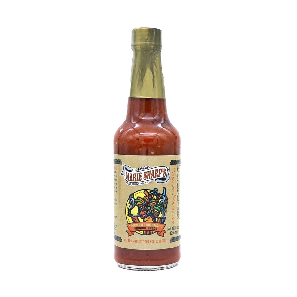 Marie Sharp's Smoked Habanero Sauce bottle highlighting smoky heat for grilling and flavor depth.
