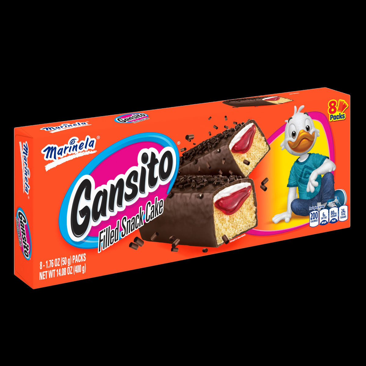 Close-up of the chocolate-flavored coating on a Marinela Gansito