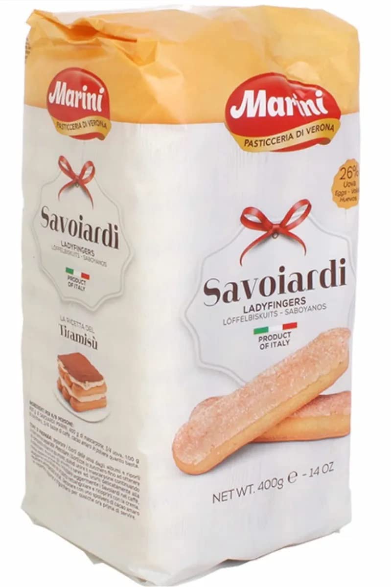Marini Savoiardi close-up shows crumbly sponge texture ideal for tiramisu