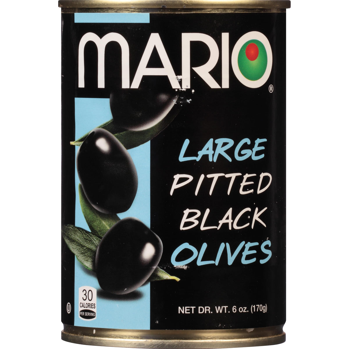Mario Camacho black olives in a glass jar, ideal for antipasti and garnishes.