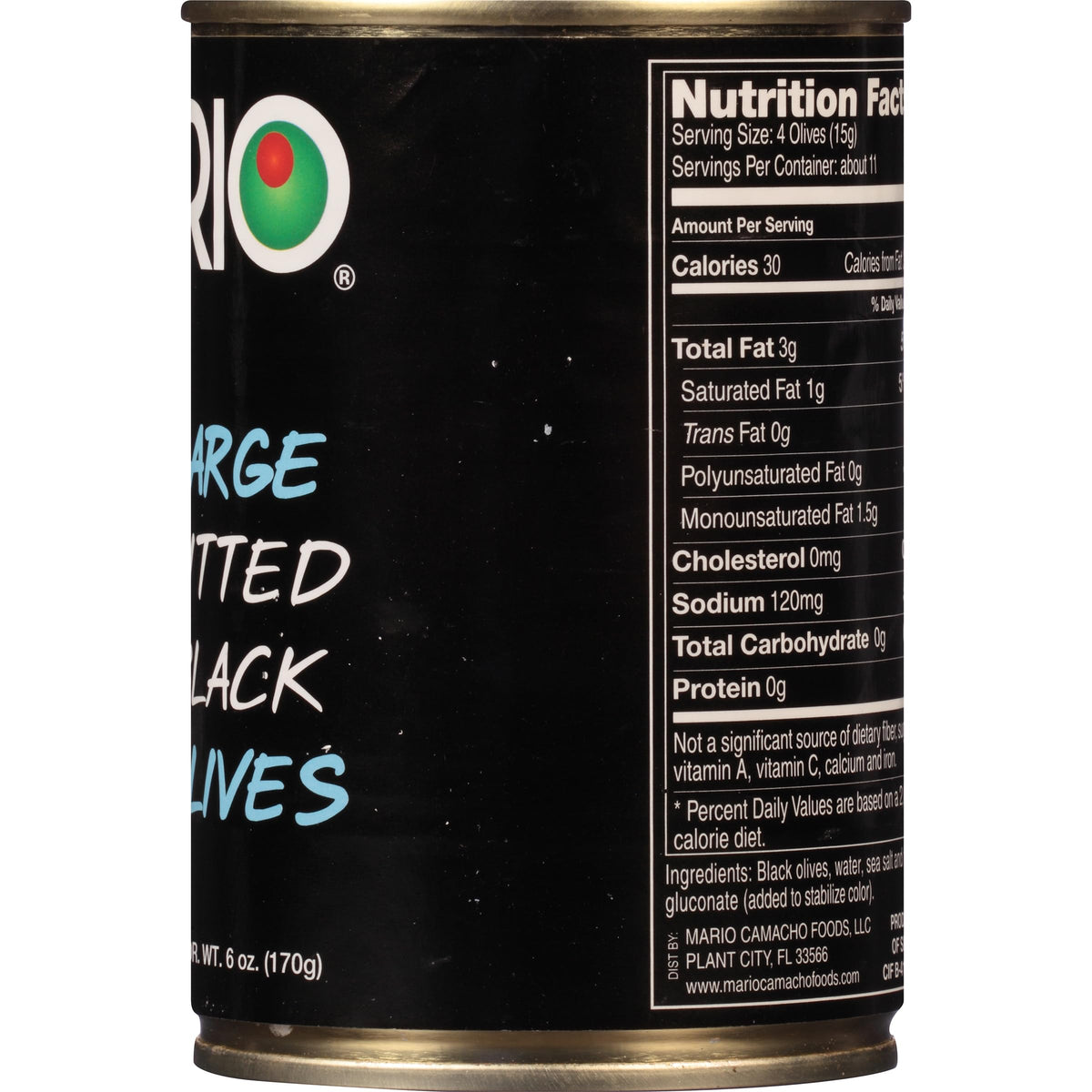 Mario Camacho 12-pack olives on display, convenient pantry staple.
