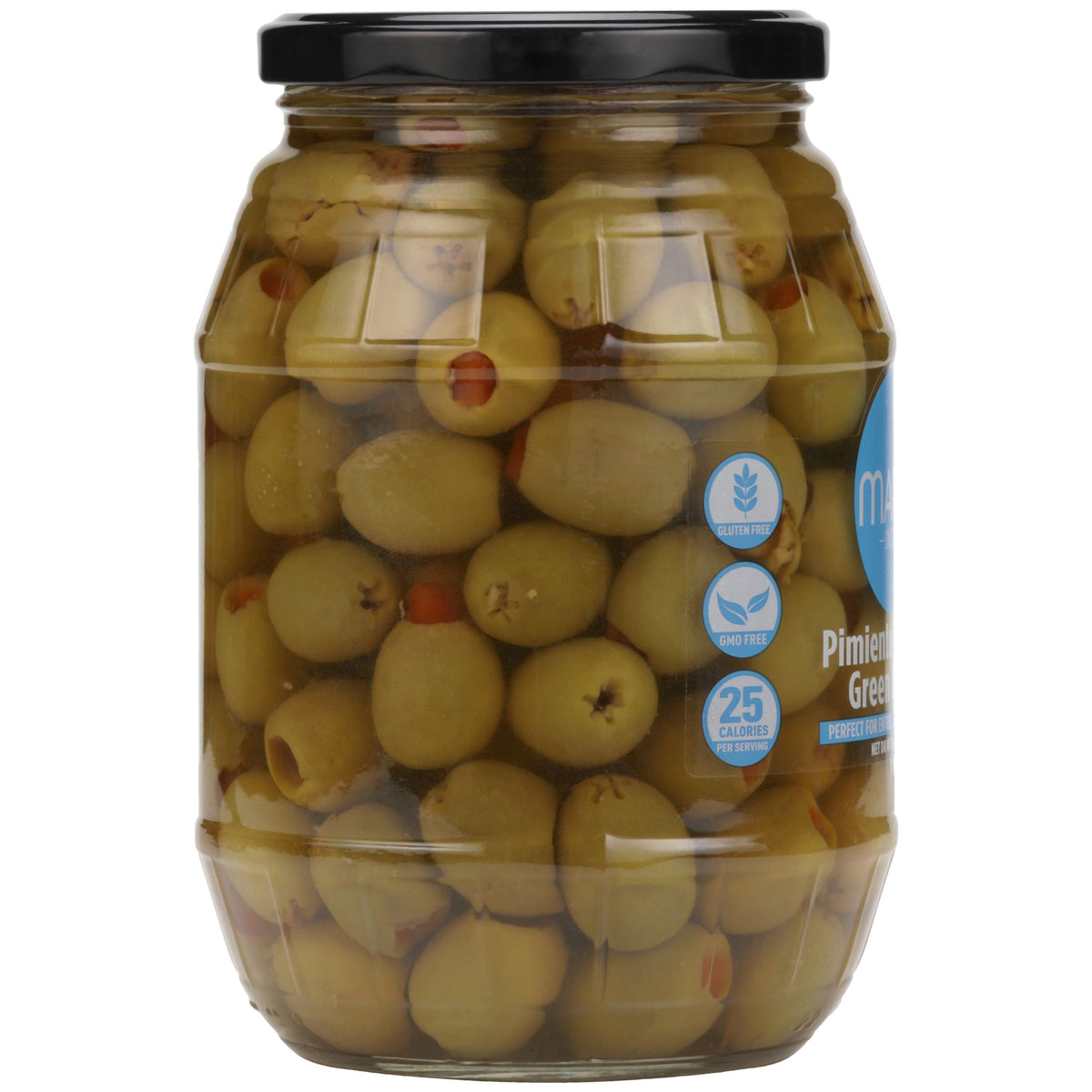 Mario Camacho pimiento-stuffed green manzanilla olives on a cheese board.