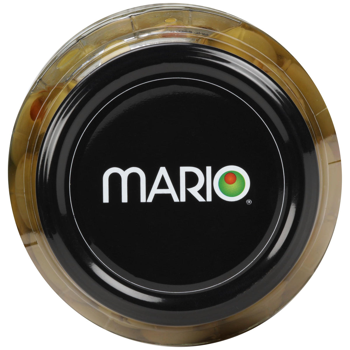 Mario Camacho pimiento-stuffed green manzanilla olives ingredients label close-up.