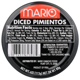 Mario Camacho Pimientos Diced close-up shows glossy chunks ideal for quick prep