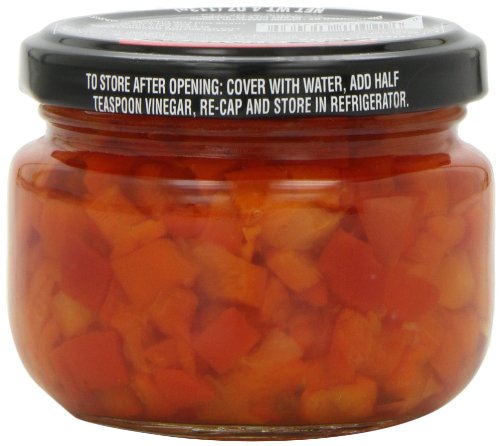 Mario Camacho Pimientos Diced 4oz pack ready for simple toppings