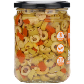 Mario Camacho sliced Manzanilla olives in dish with citrus zest.