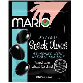 Mario Camacho black olives in sea-salt pouch for on-the-go snacking