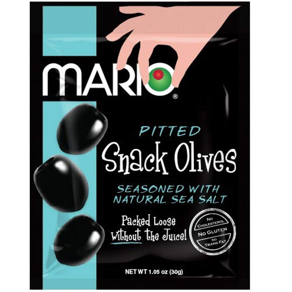 Mario Camacho black olives in sea-salt pouch for on-the-go snacking