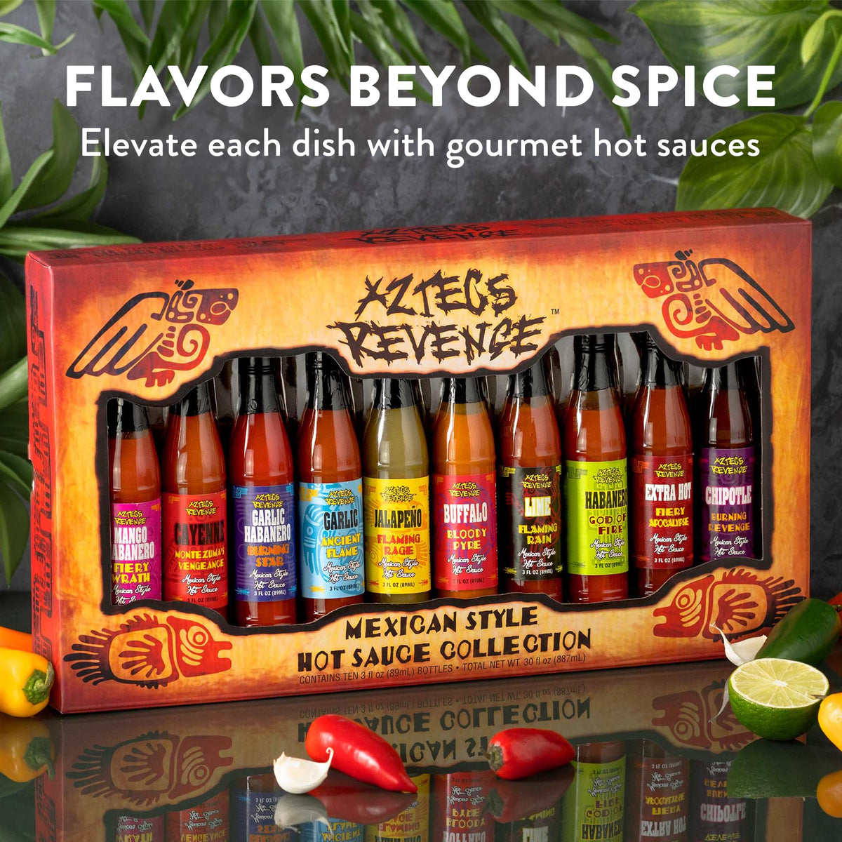 Aztecs Revenge bottle pour for adding dramatic heat to pizzas.