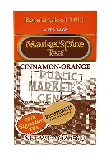 MarketSpice Tea Decaf 24ct packaging preserves freshness with foil wrap.