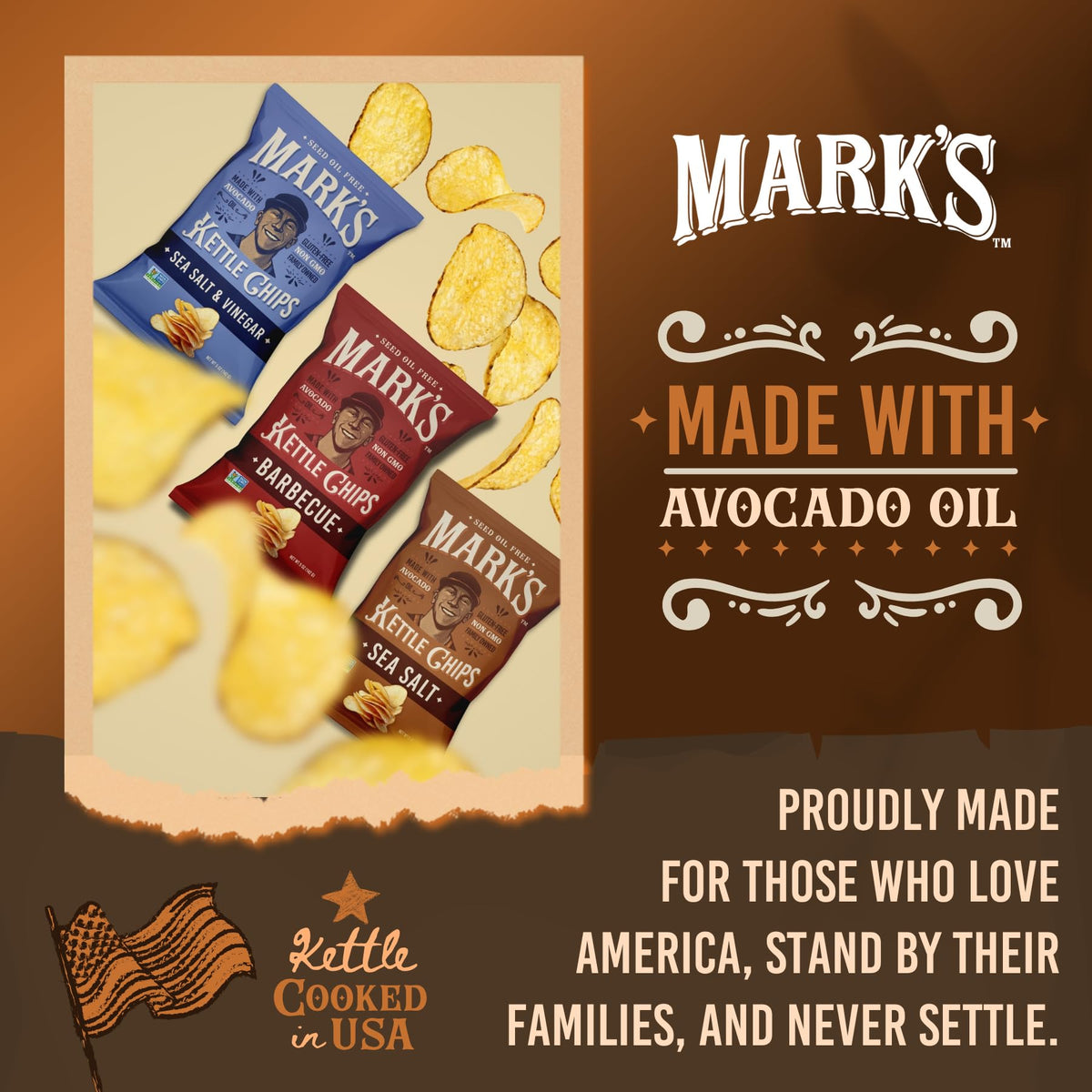 Mark's avocado oil chips – front-pack view for convenient snacking on the go