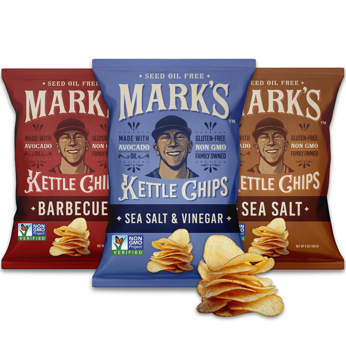 Mark's avocado oil chips – barbecue flavor close-up for bold snacking