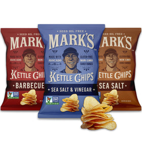 Mark's avocado oil chips – barbecue flavor close-up for bold snacking